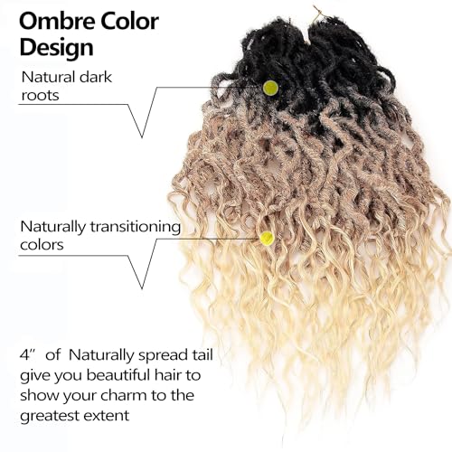 SuyiIRL Ombre Faux Locs Crochet Hair For Black Women Soft Locs 24 Inch Goddess Crochet Hair Curly Ends Dreadlocks Boho Style Synthetic Braiding Hair Extensions 6 Packs 72 Strands1b27613 - Image 5