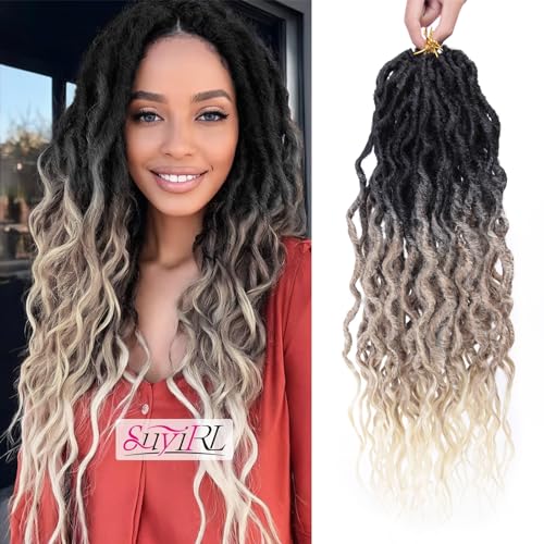 SuyiIRL Ombre Faux Locs Crochet Hair For Black Women Soft Locs 24 Inch Goddess Crochet Hair Curly Ends Dreadlocks Boho Style Synthetic Braiding Hair Extensions 6 Packs 72 Strands1b27613 - Image 2