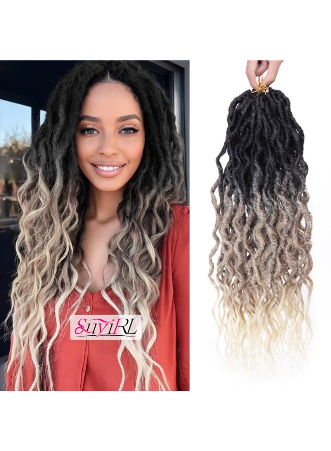 SuyiIRL Ombre Faux Locs Crochet Hair For Black Women Soft Locs 24 Inch Goddess Crochet Hair Curly Ends Dreadlocks Boho Style Synthetic Braiding Hair Extensions 6 Packs 72 Strands1b27613 - Image 3