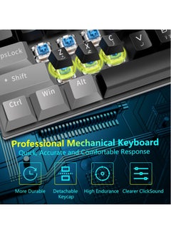 UCHUANG English Arabic Mechanical Gaming Keyboard with RGB LED Rainbow Backlit,Hot Swappable,Quick Response USB Wired Waterproof 87 Keys Keyboard for Windows/MacOS/Android PC Gamers - Black Grey/Blue Switch  - Image 5