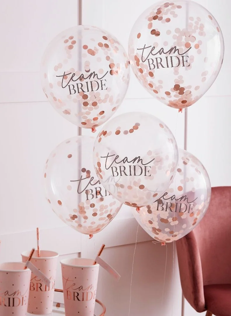 Ginger Ray Ginger Ray Pack of 5 Confetti Team Bride Balloons - Perfect for Bridal Celebrations