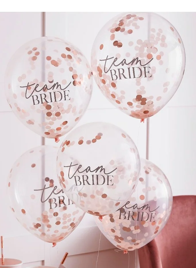 Ginger Ray Ginger Ray Pack of 5 Confetti Team Bride Balloons - Perfect for Bridal Celebrations