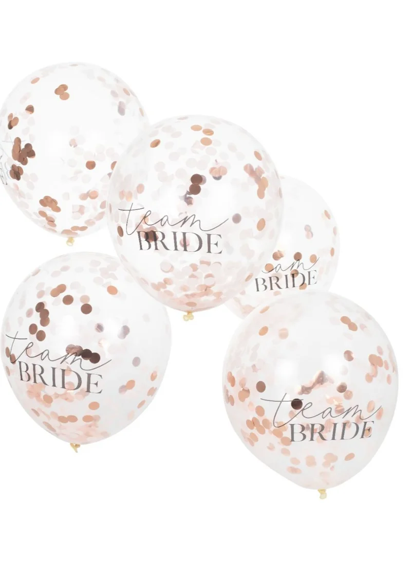 Ginger Ray Ginger Ray Pack of 5 Confetti Team Bride Balloons - Perfect for Bridal Celebrations