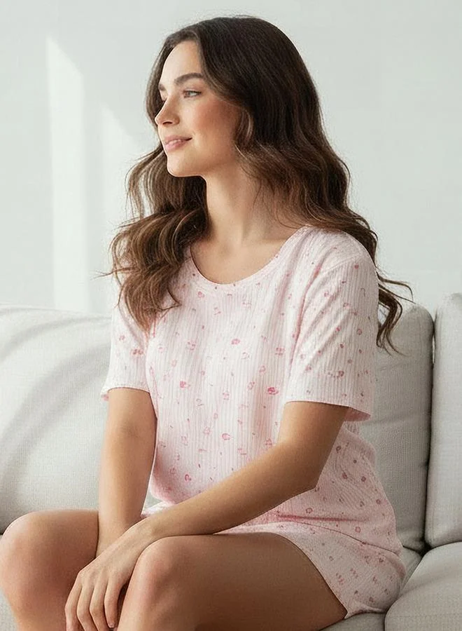 سبلاش فيڤ Floral Print Pyjama Set T-shirt