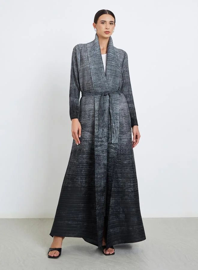 Take Two Ombre Textured Pleated Long Sleeve Abaya