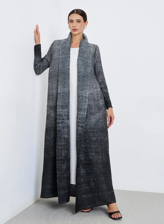 Take Two Ombre Textured Pleated Long Sleeve Abaya