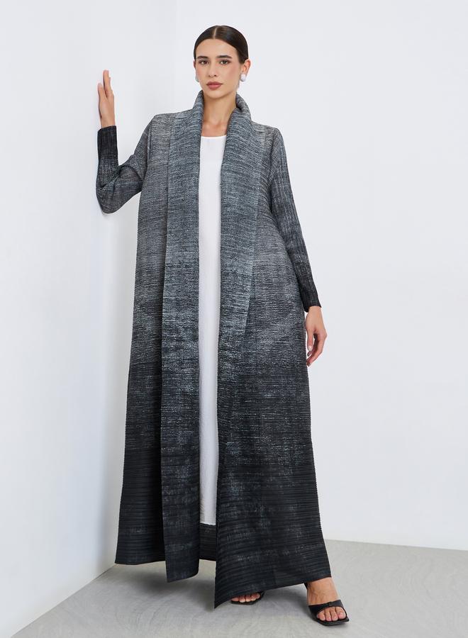 Take Two Ombre Textured Pleated Long Sleeve Abaya - Image 1