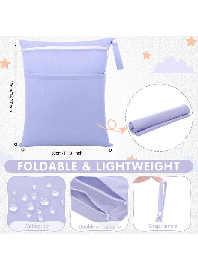 Satinior SATINIOR 4 Pack Swimsuit Wet Dry Bags for Cloth Diapers Washable Travel Swim Wet Bags Reusable with Two Zippered Pockets for Yoga Gym Swimsuits Travel Beach Pool Soiled Items(Dreamy Colors) - Image 3