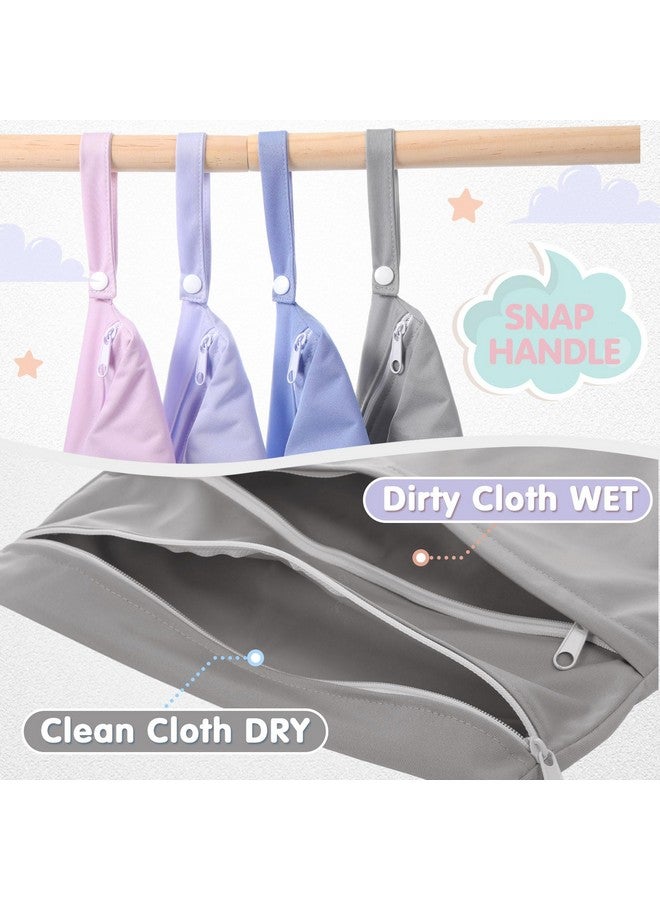 Satinior SATINIOR 4 Pack Swimsuit Wet Dry Bags for Cloth Diapers Washable Travel Swim Wet Bags Reusable with Two Zippered Pockets for Yoga Gym Swimsuits Travel Beach Pool Soiled Items(Dreamy Colors) - Image 2