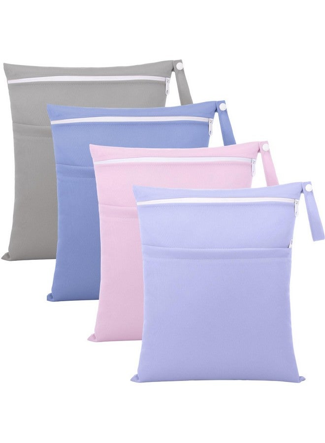 Satinior SATINIOR 4 Pack Swimsuit Wet Dry Bags for Cloth Diapers Washable Travel Swim Wet Bags Reusable with Two Zippered Pockets for Yoga Gym Swimsuits Travel Beach Pool Soiled Items(Dreamy Colors) - Image 1