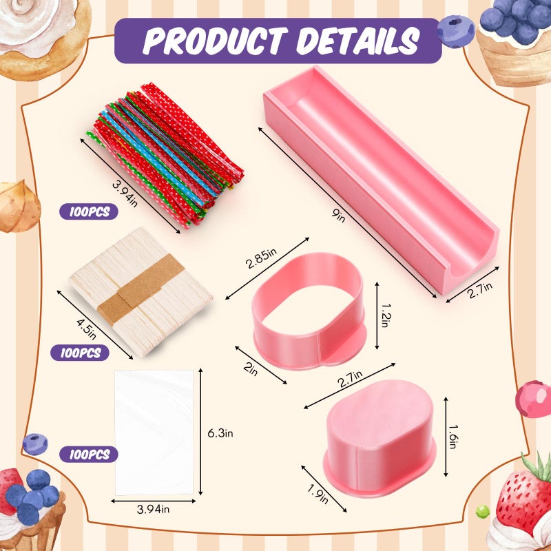 Yiyiring Flower Cutter, Flower Mold Set with 9in Tray, Cake Pop Mold with 100 Sticks, 100 Bags and 100 Ribbons, Baking Tools for Valentine's Day Easter Home Birthday Parties Wedding Desserts - Image 2