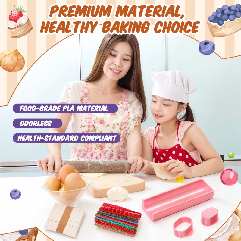 Yiyiring Flower Cutter, Flower Mold Set with 9in Tray, Cake Pop Mold with 100 Sticks, 100 Bags and 100 Ribbons, Baking Tools for Valentine's Day Easter Home Birthday Parties Wedding Desserts - Image 3