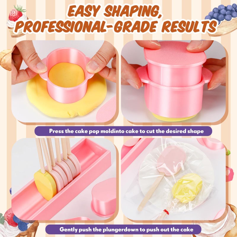 Yiyiring Flower Cutter, Flower Mold Set with 9in Tray, Cake Pop Mold with 100 Sticks, 100 Bags and 100 Ribbons, Baking Tools for Valentine's Day Easter Home Birthday Parties Wedding Desserts - Image 4