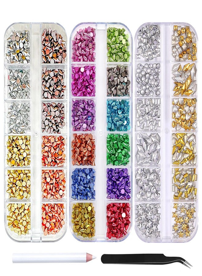 HYWWPFLAY 36 Grids Punk Nail Charms 3D Cone Nail Art Charms Metal Spike Nail Studs Rivet Nail Jewels Charm Nail Decorations for Nail Salon or DIY Craft Supplies - Image 1