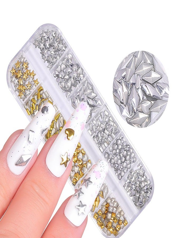 HYWWPFLAY 36 Grids Punk Nail Charms 3D Cone Nail Art Charms Metal Spike Nail Studs Rivet Nail Jewels Charm Nail Decorations for Nail Salon or DIY Craft Supplies - Image 5