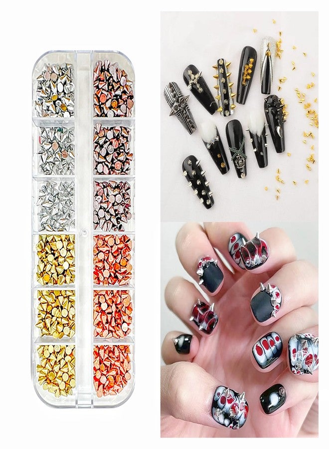 HYWWPFLAY 36 Grids Punk Nail Charms 3D Cone Nail Art Charms Metal Spike Nail Studs Rivet Nail Jewels Charm Nail Decorations for Nail Salon or DIY Craft Supplies - Image 3