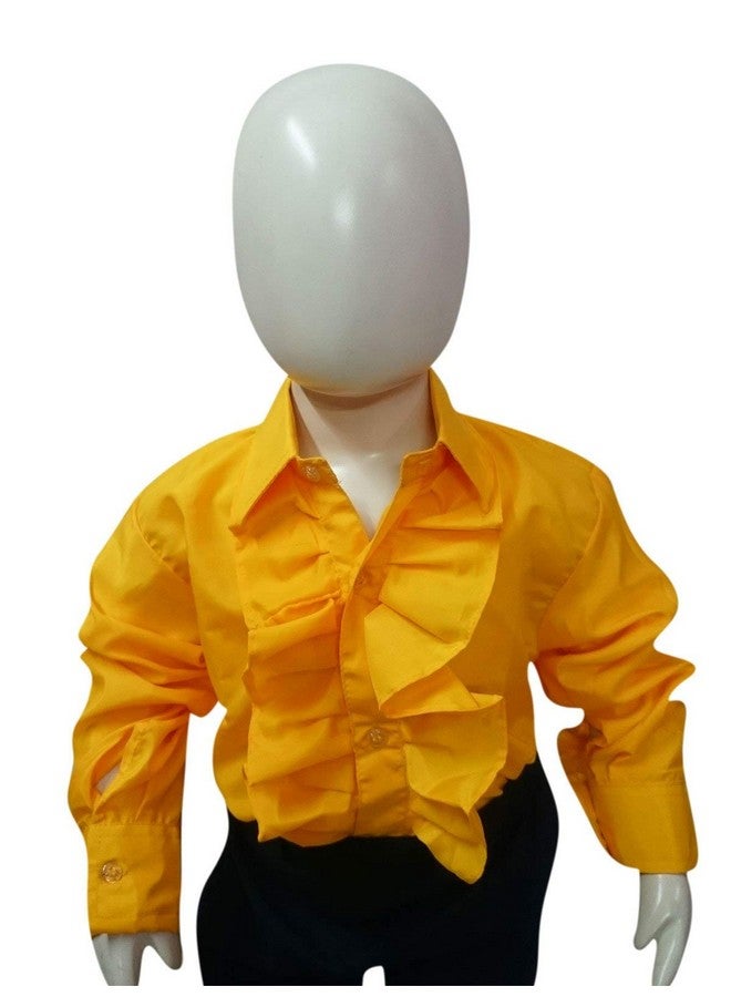 BookMyCostume BookMyCostume Yellow Frills Shirt Kids Fancy Dress Costume 5-6 years  - Image 1