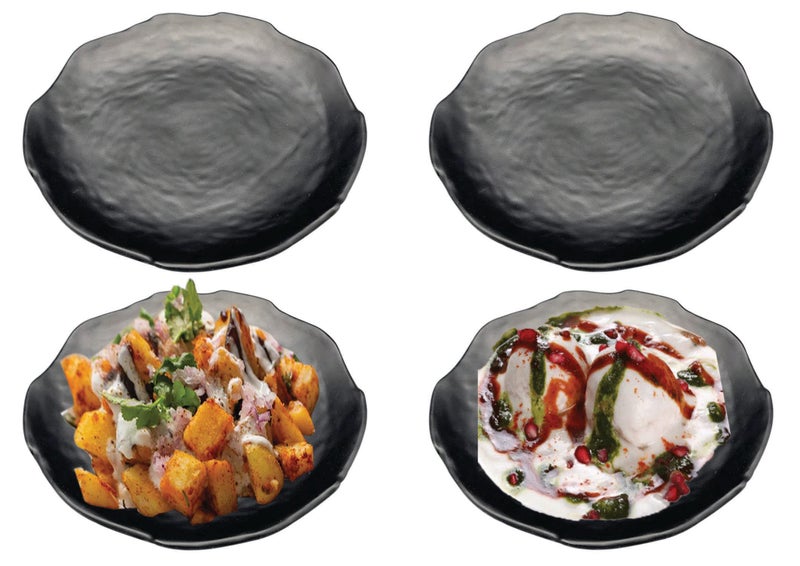ZIDO Pack of 4 Multi-Purpose Dahi Bhalla Plate/Chaat Plate/Snacks Plate/Appetizer Plate/Dessert Plate for Serving All Type of Chat, Dessert and Snacks etc - Image 5