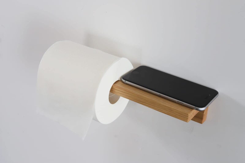 IThree IT Wooden Toilet Paper Holder in | Bathroom Toilet Paper roll Holder 1 Toilet Paper roll Hanger Wooden Brown Wall Toilet Roll Holder Rustic Solid Wood - Image 1