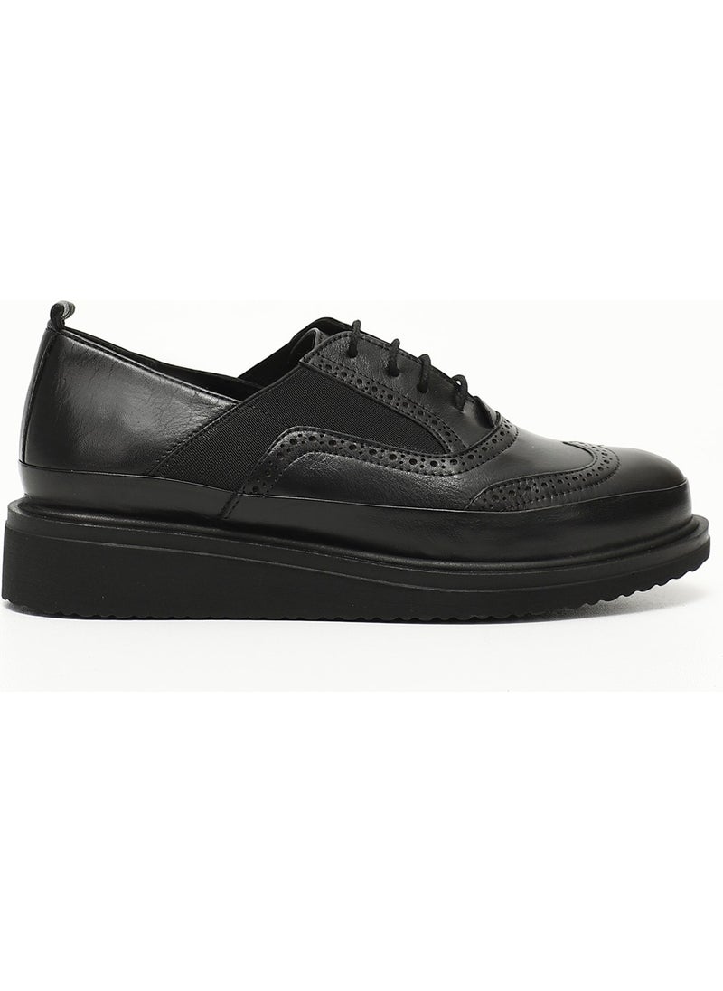 Gönderi(r) Gön Genuine Leather Round Toe Wedge Sole Lace-Up Elastic Women's Shoes 24084  - Image 1