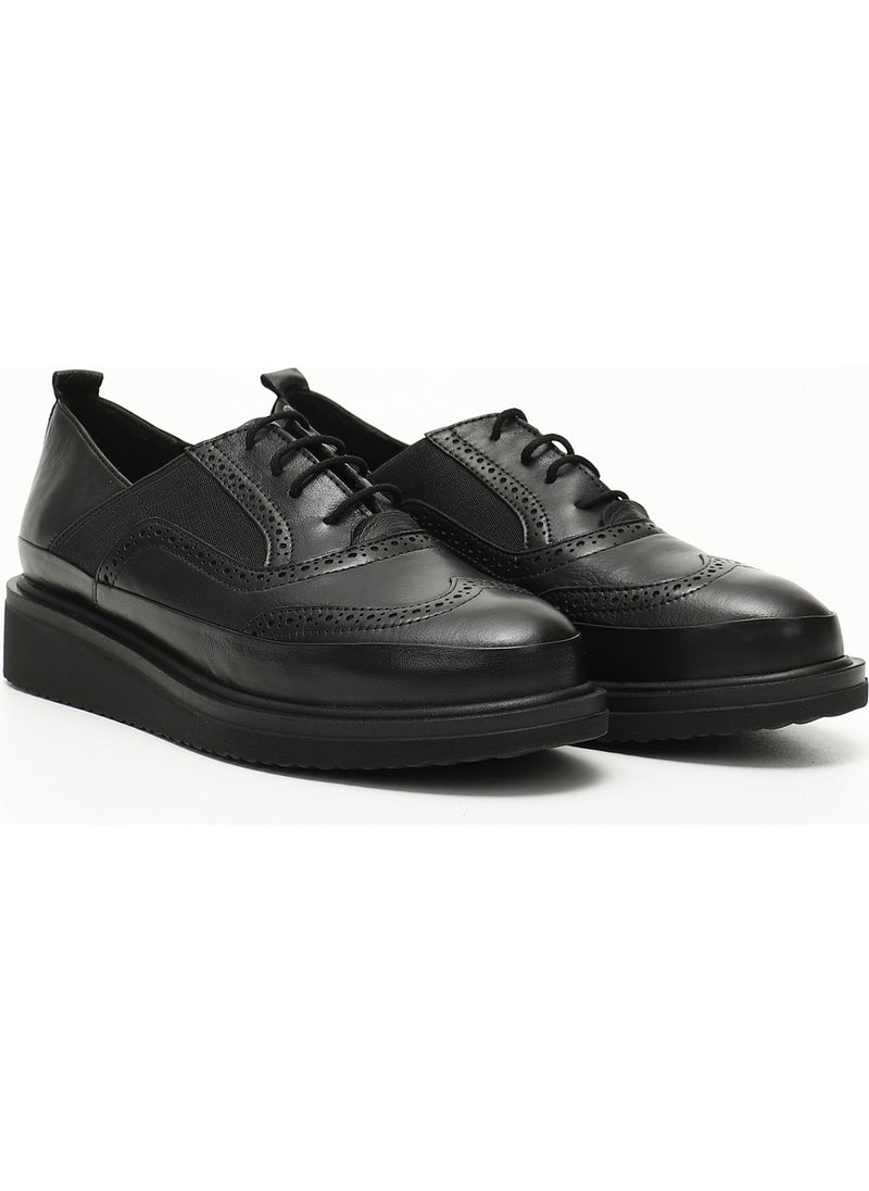 Gönderi(r) Gön Genuine Leather Round Toe Wedge Sole Lace-Up Elastic Women's Shoes 24084  - Image 3