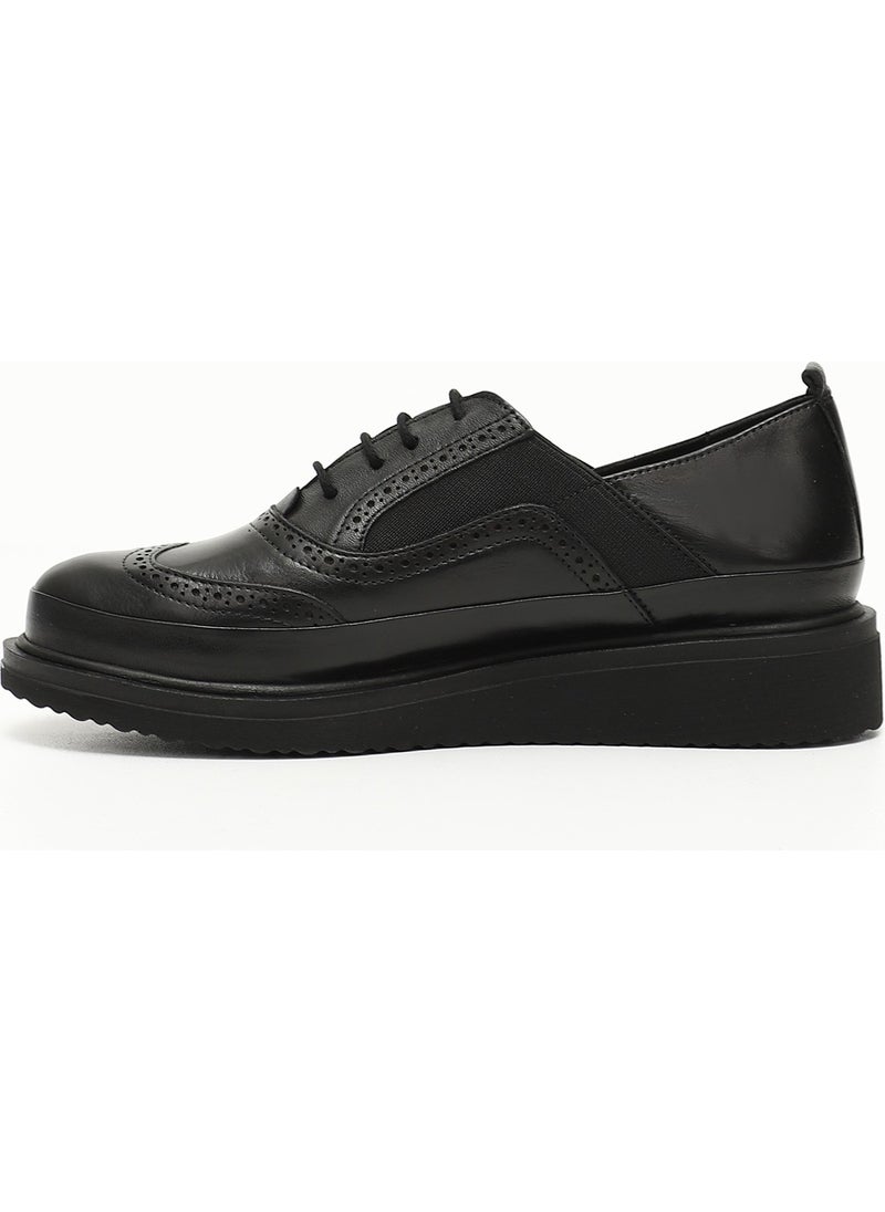 Gönderi(r) Gön Genuine Leather Round Toe Wedge Sole Lace-Up Elastic Women's Shoes 24084  - Image 4