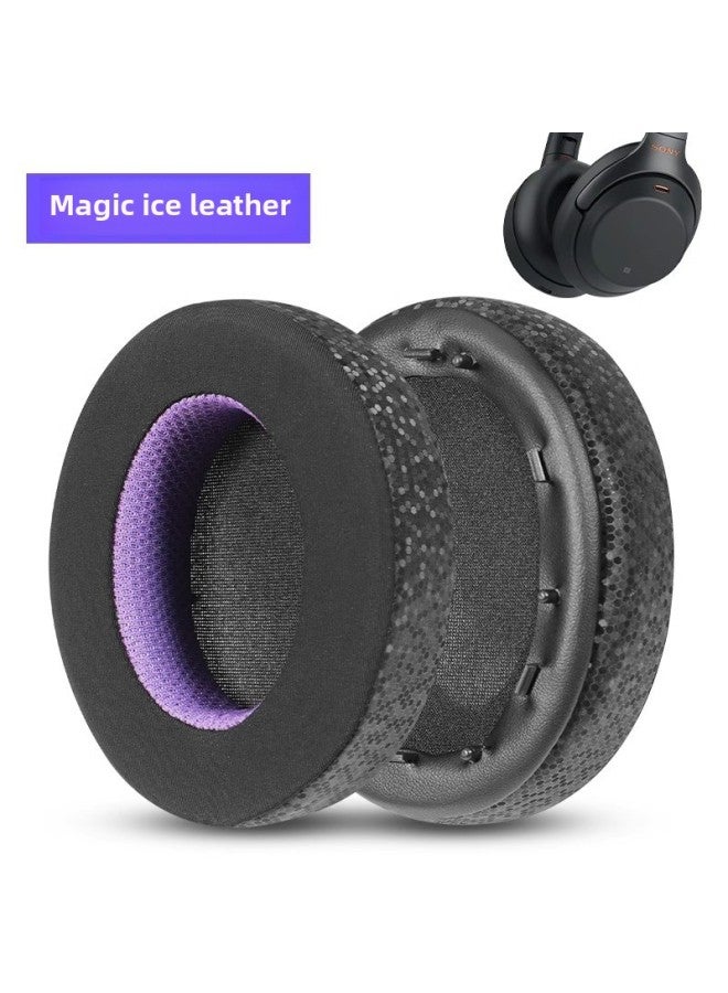 For Sony For Sony Wh1000xm5 Earmuffs 1000XM4 1000XM3 1000XM2 Headphone Cover Sponge Cover-Color:1000xm3-1 Black And Purple Ice-feeling Earmuffs - Image 1