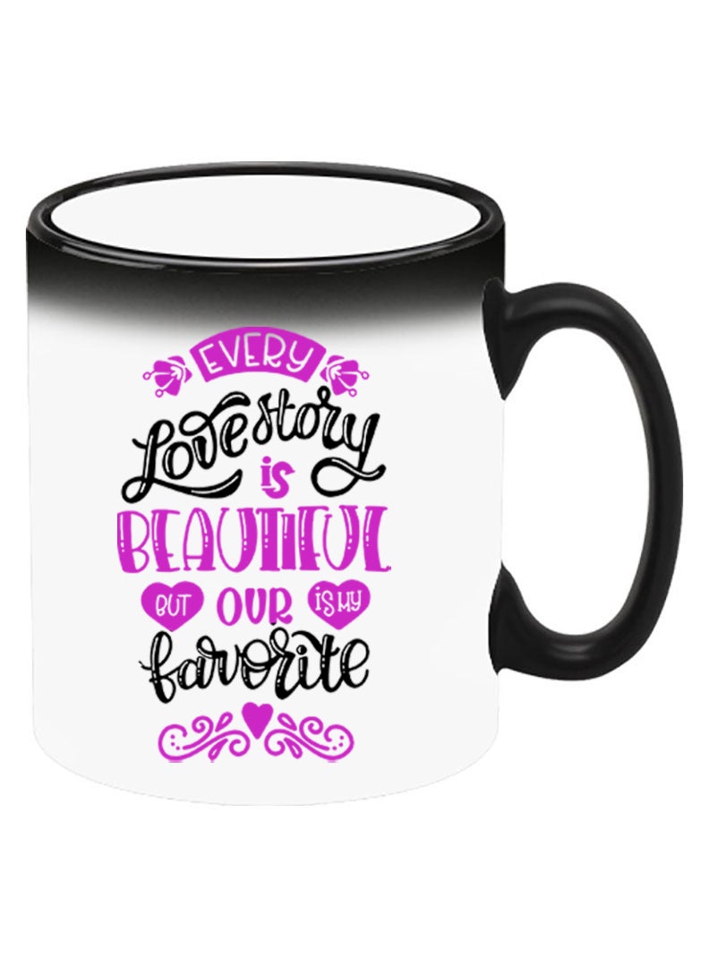 Theodor Color Changing Heat Sensitive Ceramic Mug, Image Revealed When HOT Liquid is Added! EVery love story is beautiful black - Image 2
