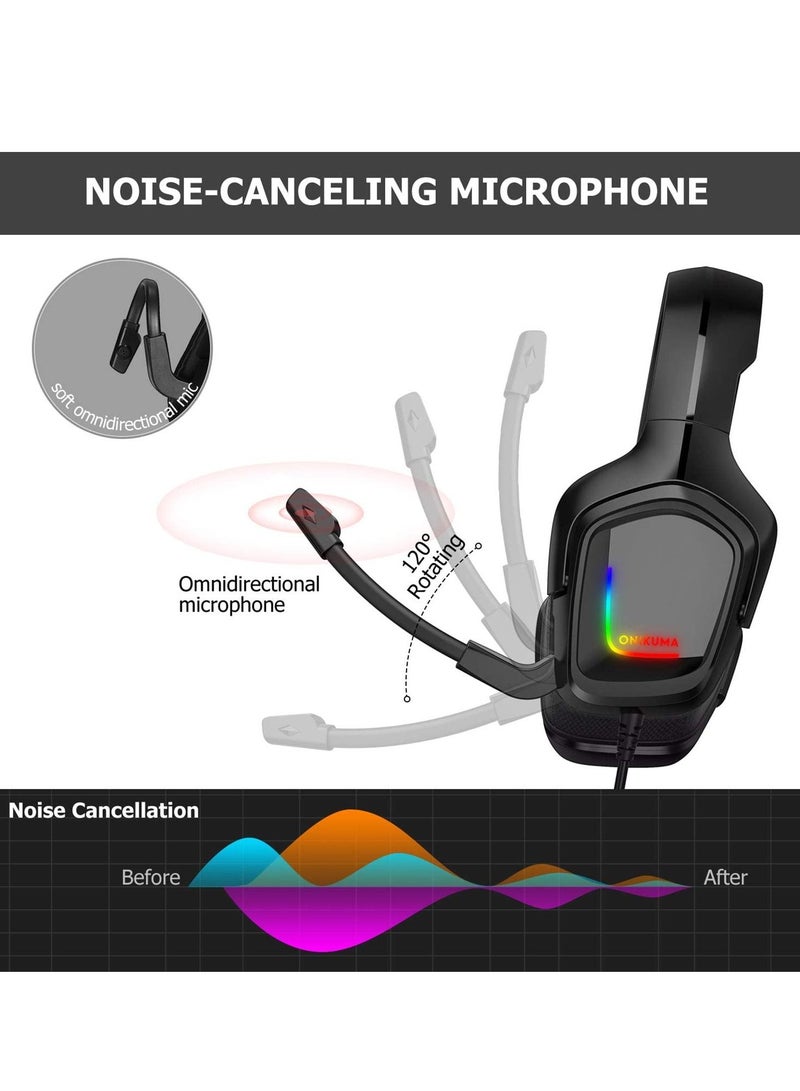 Gaming Headset with Microphone for PC New Xbox One PSP Gamer Headphones with Mic Noise Cancelling for Laptop - Image 2