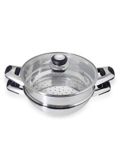 Pristine Stainless Steel Tri Ply Induction Base Multipurpose Kadai and Steamer with Glass Lid | 1 Kadai, 1 Steamer Basket, 1 Glass lid (22cm, Silver) - pzsku/Z6A33318B4BA6803D62EFZ/45/_/1740118506/843df4fd-e3e5-4563-ac98-ae2743a4b7bb