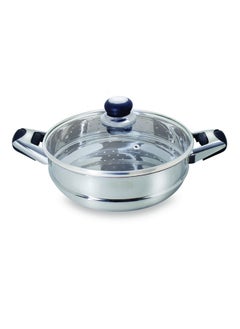 Pristine Stainless Steel Tri Ply Induction Base Multipurpose Kadai and Steamer with Glass Lid | 1 Kadai, 1 Steamer Basket, 1 Glass lid (22cm, Silver) - pzsku/Z6A33318B4BA6803D62EFZ/45/_/1740118868/66c87d93-5de8-4a77-8461-811eb1852f15