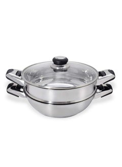 Pristine Stainless Steel Tri Ply Induction Base Multipurpose Kadai and Steamer with Glass Lid | 1 Kadai, 1 Steamer Basket, 1 Glass lid (22cm, Silver) - pzsku/Z6A33318B4BA6803D62EFZ/45/_/1740118899/7bcac5d0-fa84-493b-90dc-fbc8b7d9fbfb