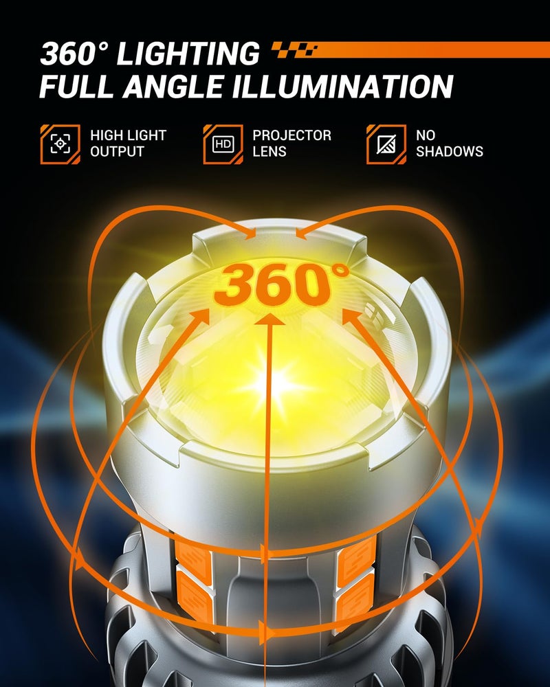 SEALIGHT مصباح LED SEALIGHT 7443 7440 للأضواء التحذيرية باللون الكهرماني، T20 7441 7444 992 W21W مع بروجيكتور لمؤشر الانتظار، عبوة من 2 - Image 5