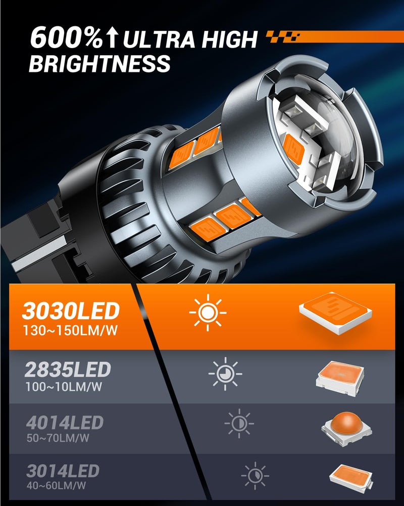 SEALIGHT مصباح LED SEALIGHT 7443 7440 للأضواء التحذيرية باللون الكهرماني، T20 7441 7444 992 W21W مع بروجيكتور لمؤشر الانتظار، عبوة من 2 - Image 4