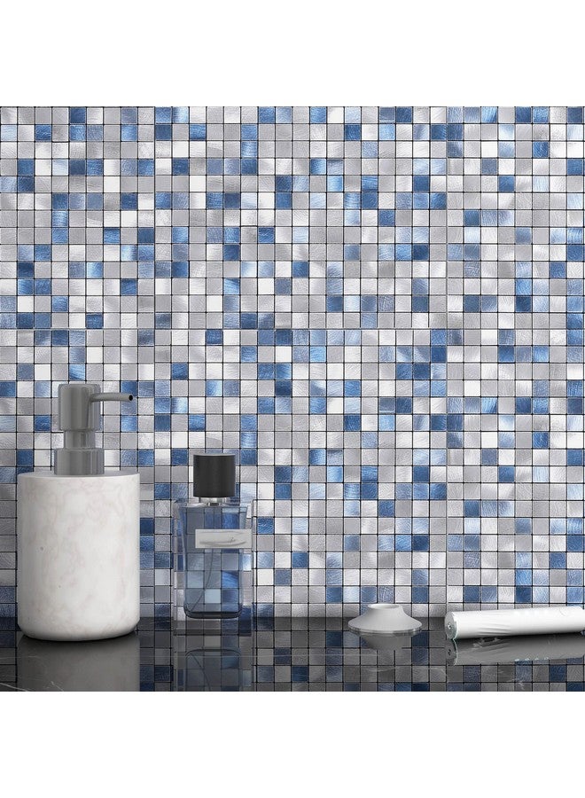 Benice BeNice Peel and Stick Backsplash Tile Stickers, Kitchen Bathroom Wall Adhesive Small Metal Tiles Square-10sheets Blue Mix  - Image 1