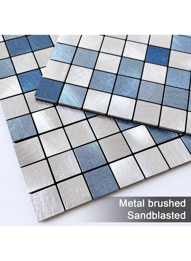 Benice BeNice Peel and Stick Backsplash Tile Stickers, Kitchen Bathroom Wall Adhesive Small Metal Tiles Square-10sheets Blue Mix  - Image 2