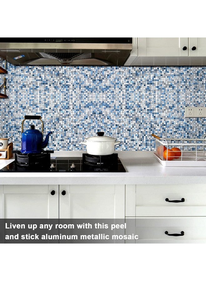Benice BeNice Peel and Stick Backsplash Tile Stickers, Kitchen Bathroom Wall Adhesive Small Metal Tiles Square-10sheets Blue Mix  - Image 4