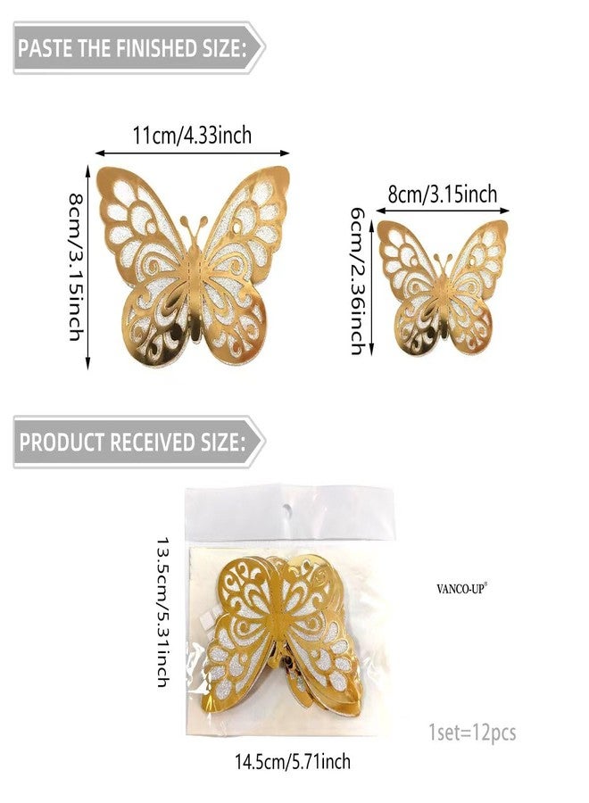 Capiont 3D Butterfly Wall Decals - Birthday & Wedding Celebrations, Self-Adhesive Wall Art Decorative Stickers for Garden/Patio/Fence/Yard/Living Room/Bedroom/Refrigerator (Gold) - Image 2
