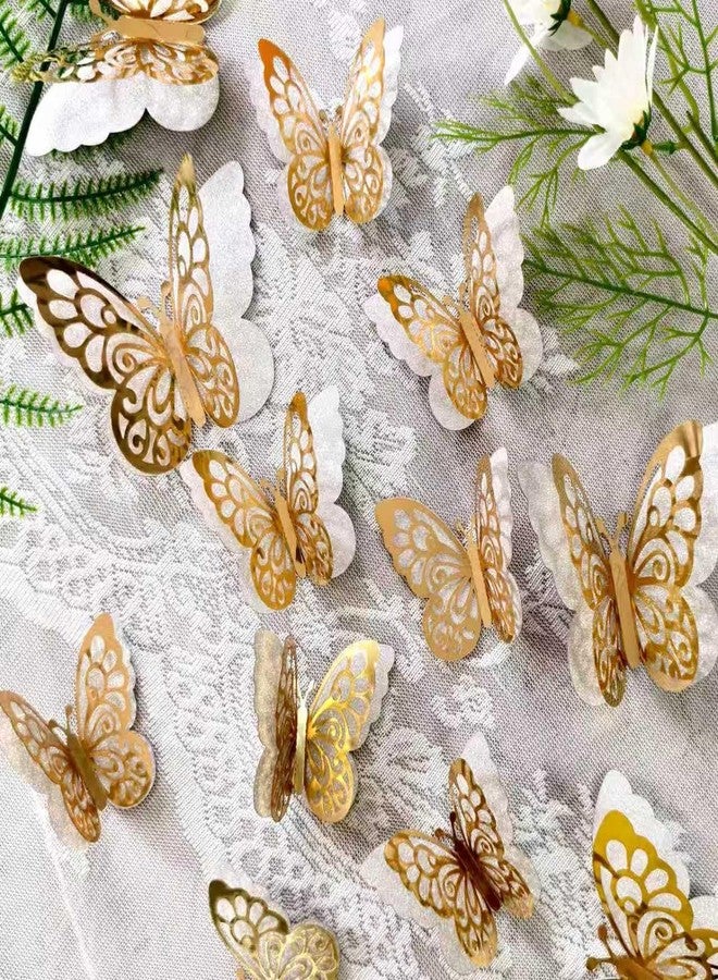 Capiont 3D Butterfly Wall Decals - Birthday & Wedding Celebrations, Self-Adhesive Wall Art Decorative Stickers for Garden/Patio/Fence/Yard/Living Room/Bedroom/Refrigerator (Gold) - Image 4