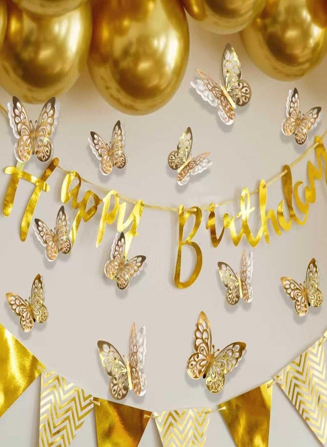 Capiont 3D Butterfly Wall Decals - Birthday & Wedding Celebrations, Self-Adhesive Wall Art Decorative Stickers for Garden/Patio/Fence/Yard/Living Room/Bedroom/Refrigerator (Gold) - Image 3