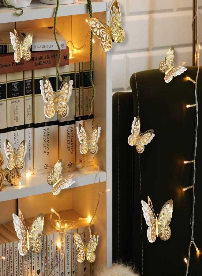 Capiont 3D Butterfly Wall Decals - Birthday & Wedding Celebrations, Self-Adhesive Wall Art Decorative Stickers for Garden/Patio/Fence/Yard/Living Room/Bedroom/Refrigerator (Gold) - Image 5