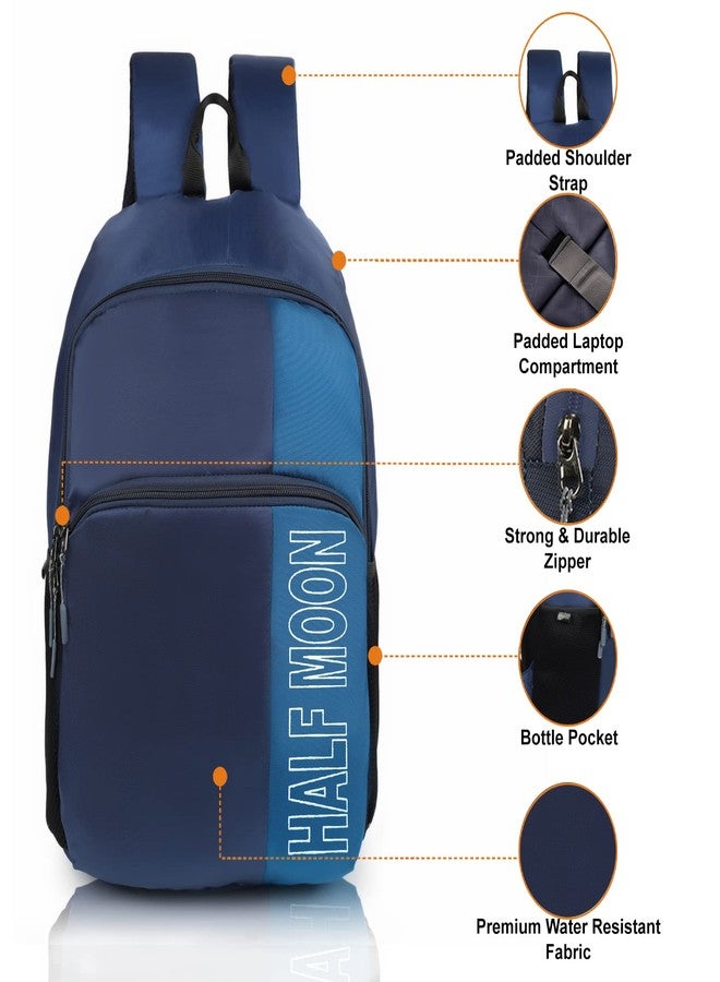 Half Moon 32L Water-Resistant Laptop Backpack/Bag for Men Women Boys Girls Office College Bag with 15.6 inch Laptop Compartment (Navy Blue) - Image 2