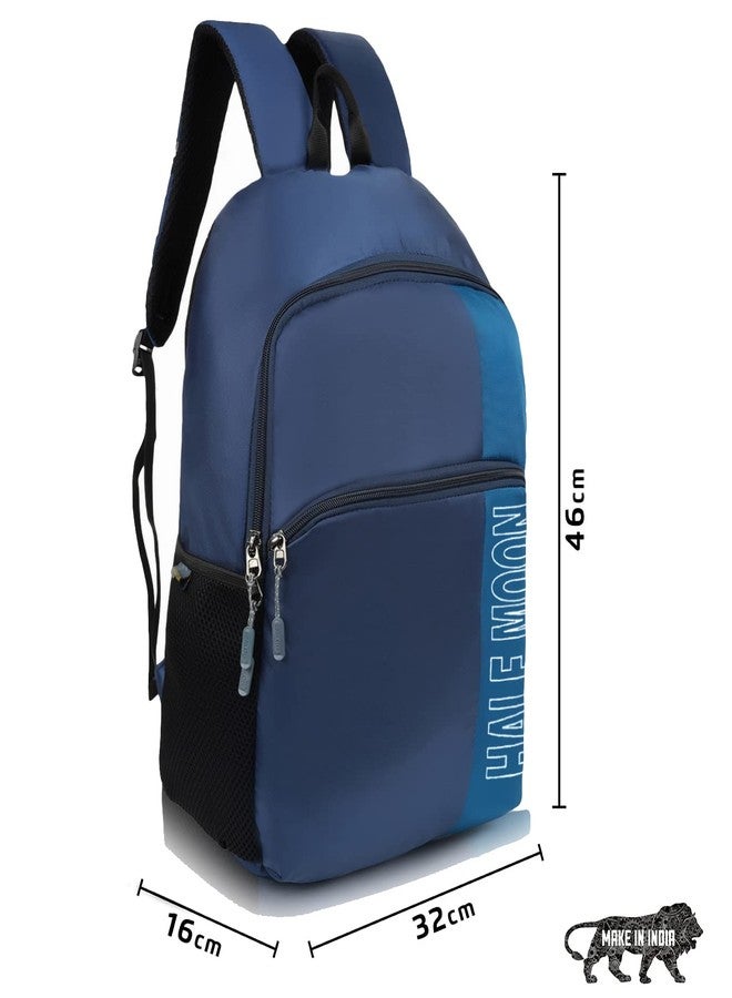 Half Moon 32L Water-Resistant Laptop Backpack/Bag for Men Women Boys Girls Office College Bag with 15.6 inch Laptop Compartment (Navy Blue) - Image 4