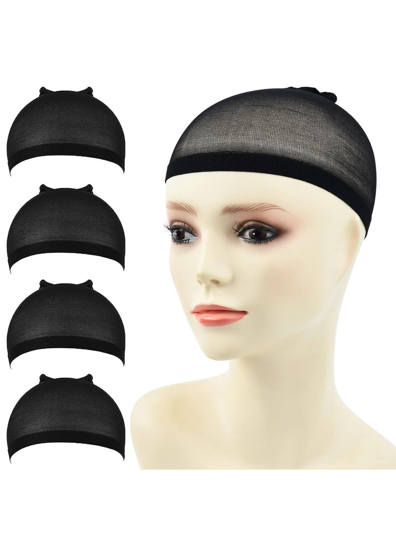 Rose bud Rose bud 4 Pieces Stocking Wig Caps Stretchy Nylon Wig Caps Black 