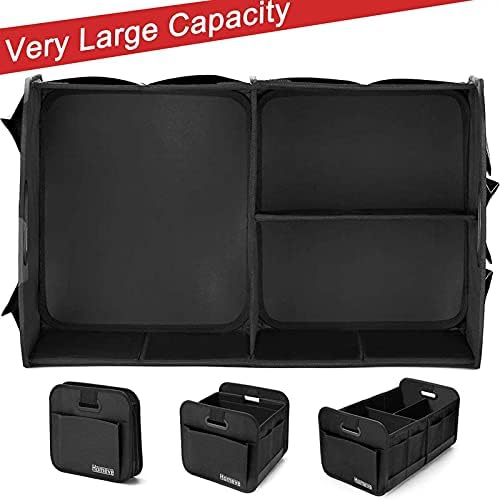 Homeve Car Trunk Organizer, Car Storage, Reinforced Handles, Collapsible Multi-Compartment Car Organizers, Foldable and Waterproof, 600D Oxford Polyester, Suitable for Any Car, SUV, Mini-Van, Black - Image 4