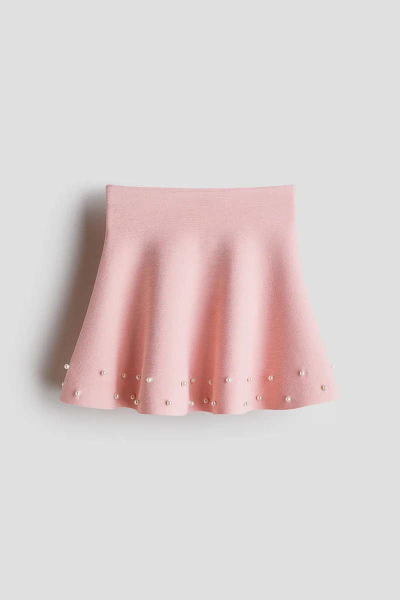 H&M Bead-detail fine-knit skirt