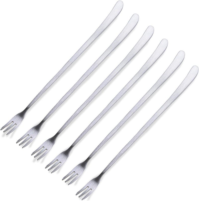 JSEVEN [] Long Handle Forks, Stainless Steel Dessert Forks, Fruits, Pickles Forks, Fancy Table Forks (6 Pcs) - Image 1