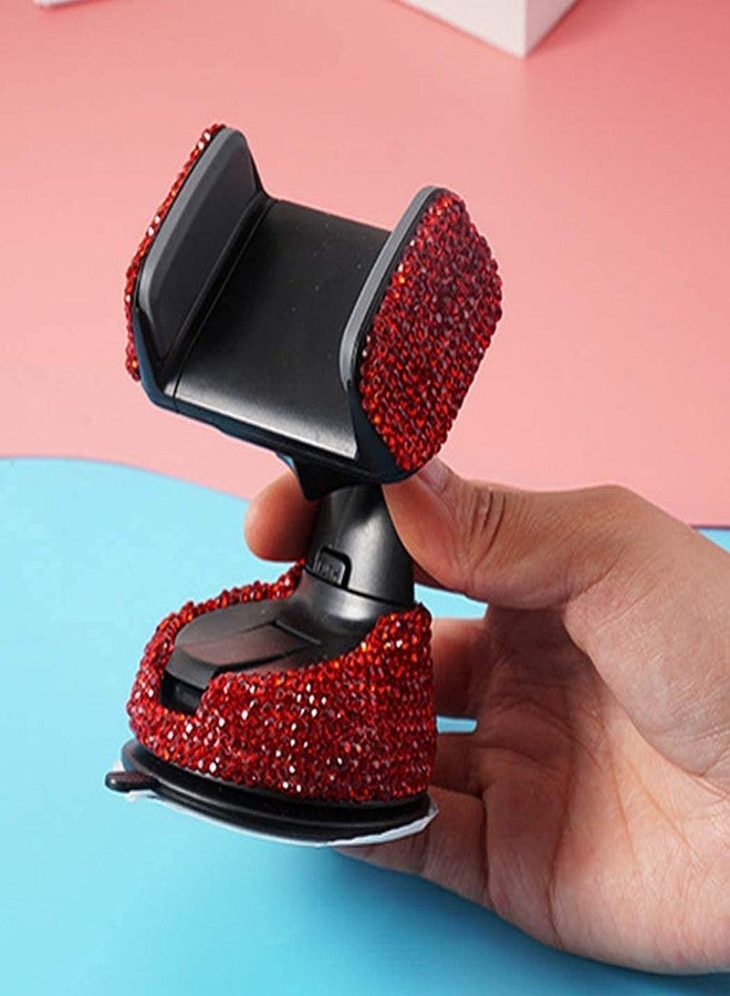 SUNCARACCL Bling Car Phone Holder, 360°Adjustable Crystal Auto Phone Mount Universal Rhinestone Car Stand Phone Holder Car Accessories for Windshield Dashboard and Air Outlet (Red) - Image 5