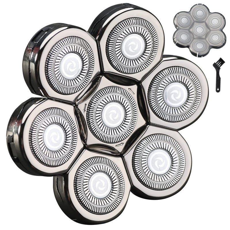 7 Blades Head Shaver Replacement Heads Electric Shaver Universal Replacement Blade Head Electric Razor for Men 7D Silvery