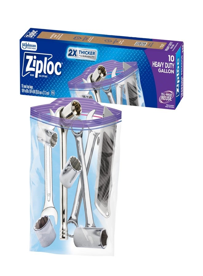 Ziploc Heavy Duty Gallon Food Storage Bags, Seal Top Closure, 10 Count - Image 1